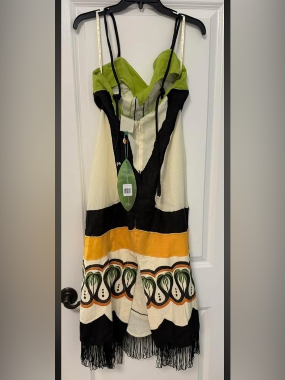 FARM Rio Strapless Palm Motif Dress in Lime, Black & Mustard - Picture 2 of 3